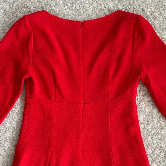 Tibi 100% Virgin Wool A-Line Midi Dress Red 6 Minimalist Holiday Fall Winter - Picture 8 of 15